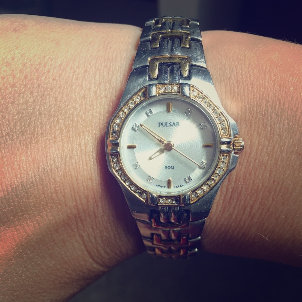 Pulsar two-toned genuine diamond face watch